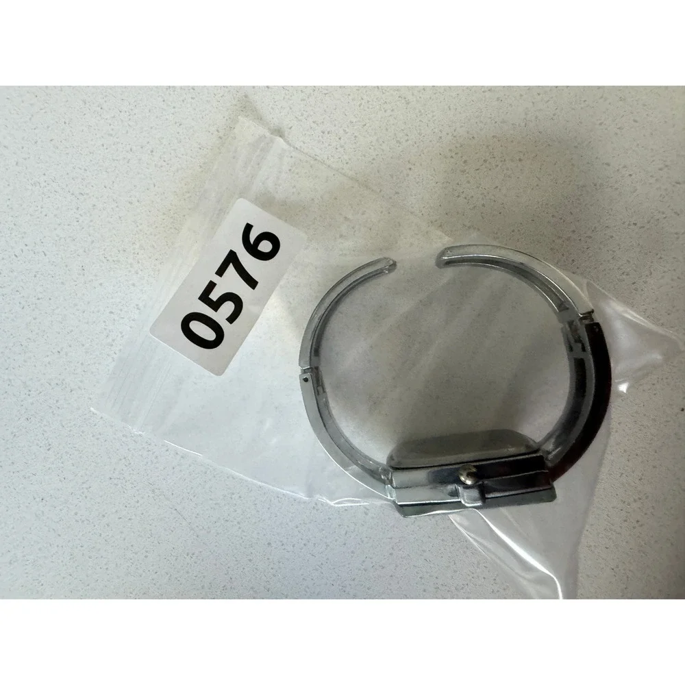 Cruise Club Square Face Quartz Watch Silver Tone Cuff Bangle Black Dial Crystals